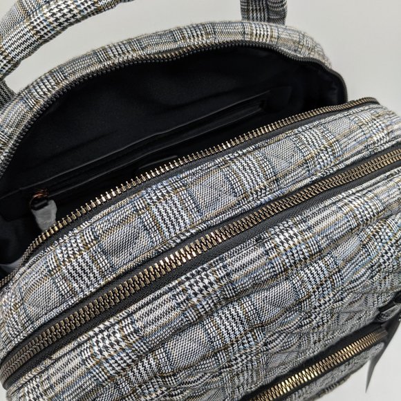 NATURALIZER quilted British Plaid Tech fabric women's backpack -Black/White - Picture 7 of 8